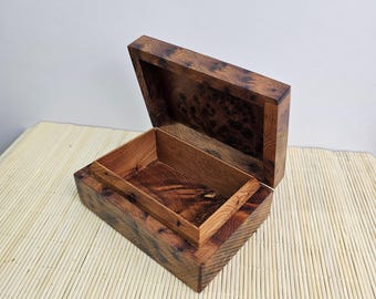 Moroccan Thuja Wood Rectangular Box 14x10x6 cm | Wood Handcraft Jewellery Box | Home Gift | Wooden Decor | Thuya Burl Araar Wood | Handmade