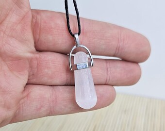 Handmade Selenite Pendant: Moroccan Crystal Charm, Stress Relief