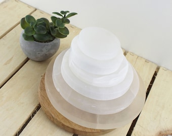 Round Selenite Charging Plate: Moroccan Crystal Healing Plate