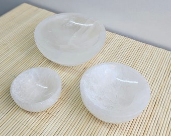 Selenite Round Bowl 6 cm, 8 cm, 10 cm | Crystals Storage Bowl | Handmade Gift | Crystals Lover | Crystals Holder | Home Decoration Gift