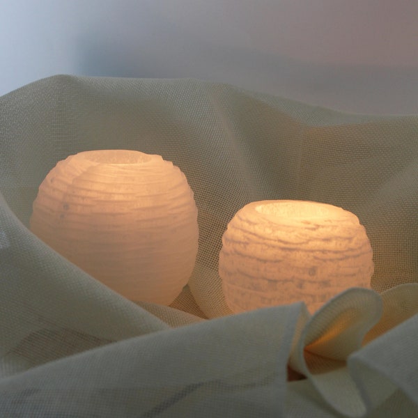Selenit Schneeball Teelichthalter 3 Größen | Kristall Kerzenhalter | Ästhetische Dekoration | Einweihungsfeier | Geschenkidee Kristalle Liebhaber Geschenk