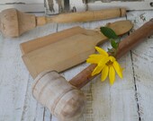 Vintage Wooden Mallet Meat Tenderiser, Farmhouse Decor, Wood Hammer, Primitive Tool, Rustic Decoration, Country Kitchen Cookware, Hammer