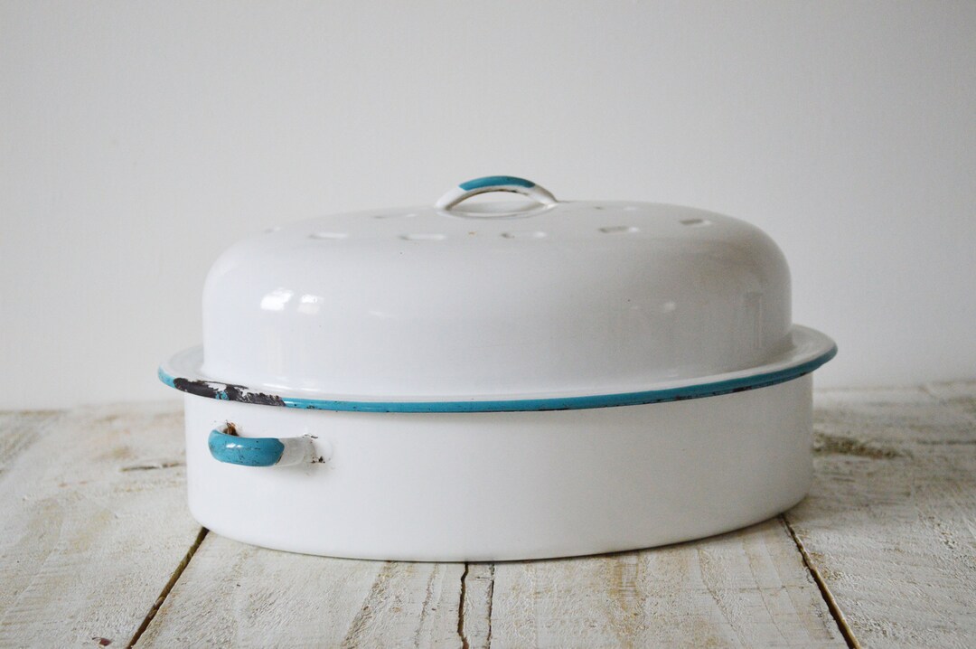 Enamel Oval Roaster, Roasting Pot, Casserole Pot, Cooking Pot, Creamy
