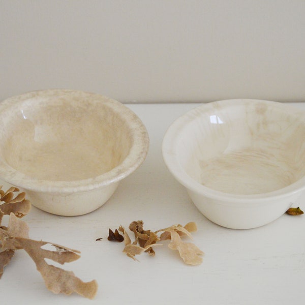 Pair Of Stained Pie Dishes, Farmhouse Decor, Vintage Cornish Bowls, Stained White Ceramics, Stained Bowls, Pudding Bowls, Collecting