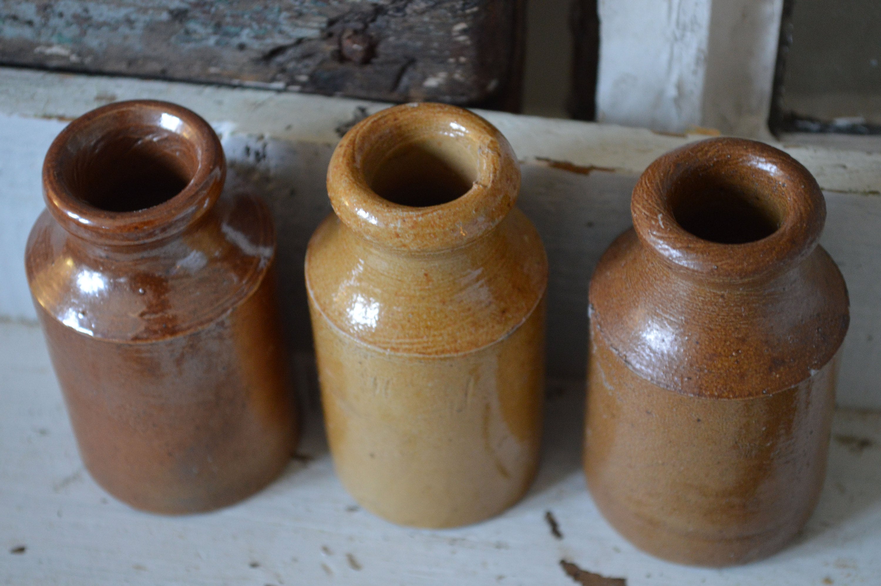 Set of Stoneware Jars Antique stoneware Pots Antique Jars Etsy