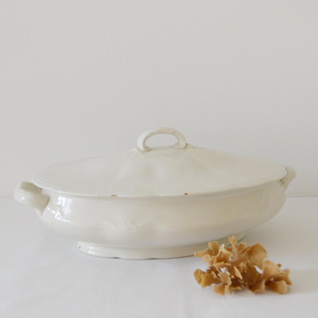 White Meakin Antique Tureen, White Bowl, White Bowl With Lid, White