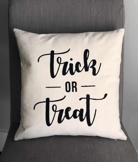 Throw Pillow Cover Trick Or Treat 18 X 18 Halloween Etsy