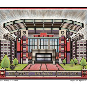 Bryant Denny Stadium Print - Officially Licensed - University of Alabama - Roll Tide - Crimson Tide