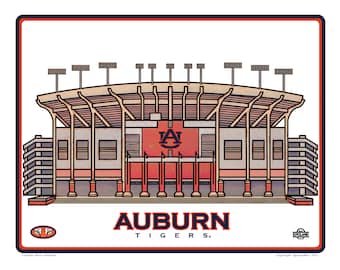 Jordan Hare Stadium - Samford Hall - Auburn University - Officially Licensed with CLC