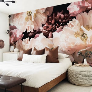 Oversized floral, Glade wallpaper, Large floral print, Dark floral wallpapers, Big flowers wall mural #148