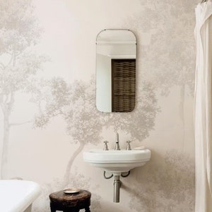 Baumkronen Tapete, Wanddeko in neutralen, warmen Farbtönen, Baumkronen Wandbild, Wald Wanddeko #265