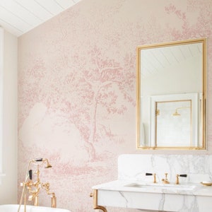 Rosa Landschaft, Wandbild, Wandbild Landschaft, Baum und Natur - BLUSH #233