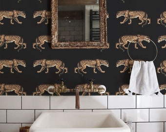 Leopard wallpaper, Cheetah, Animal print, Chic style wall mural, Removable wallpaper #68
