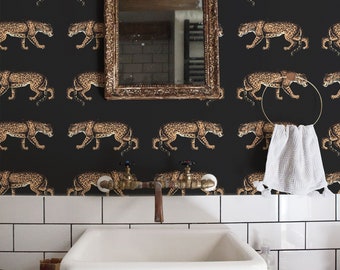 Carta da parati leopardata, ghepardo, stampa animalier, carta da parati in stile chic, carta da parati rimovibile n. 68