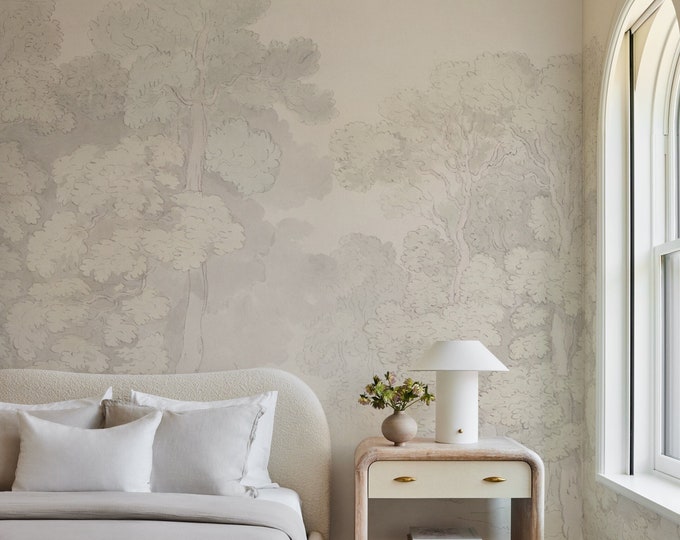 Featured listing image: Minimalist trees wall mural, Landscape wallpaper - DAYLIGHT #225