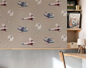 Space wallpaper, Moon wallpaper, spacecraft print, Cosmic decor wall mural, Sky, star wallpaper #223