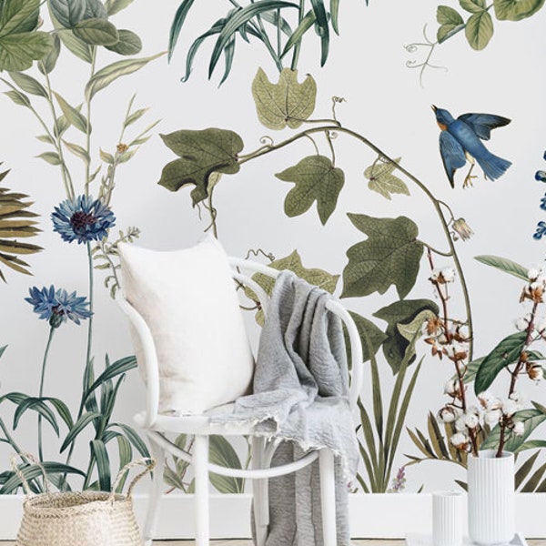 Blue and White Traditional Wallpaper Etsy