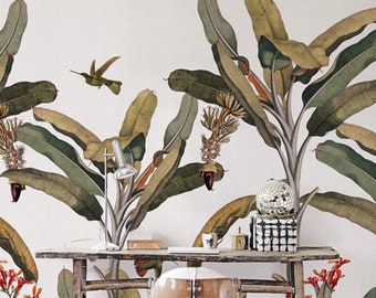 Vintage Palm Leaf Wallpaper: Tropical Jungle Wall Mural #40