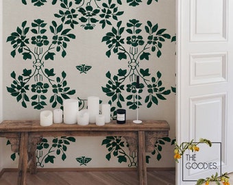 Green botanical wallpaper, Removable wallpaper / traditionals, Watercolor wall mural #74