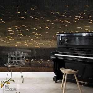 Pittura astratta nera e oro, carta da parati astratta, rimovibile o tradizionale, pittura, arte, decorazione murale #49