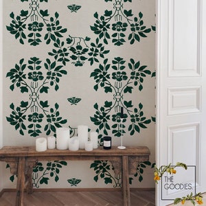Green botanical wallpaper, Removable wallpaper / traditionals, Watercolor wall mural #74