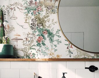 Rollo de papel pintado estilo chinoiserie, delicado mural de arte chino, decoración de pared estilo chinoiserie n.° 136