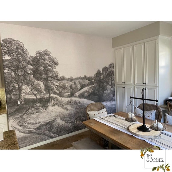 Countryside Wall Mural Removable Wallpaper Drawing Wallpaper