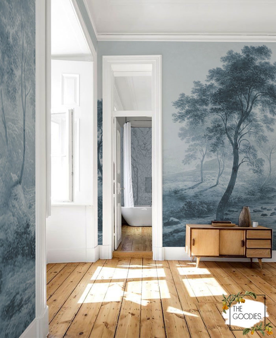 Blue Trees Painting Wall Mural Removable or Regular - Etsy Blue Trees Painting Wall Mural Removable or Regular - Etsy