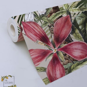 Carta da parati panama, carta da parati con uccelli e fiori, carta da parati con pappagalli, carta da parati tropicale, esotica, rimovibile, staccabile o con colla normale n. 186 immagine 4