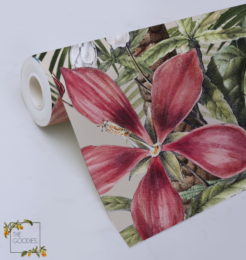 Carta da parati panama, carta da parati con uccelli e fiori, carta da parati con pappagalli, carta da parati tropicale, esotica, rimovibile, staccabile o con colla normale n. 186 immagine 4