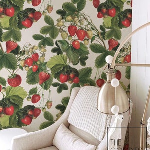 Strawberry Wallpaper, Strawberries Wall Mural, Summer Juicy Wallpaper ...