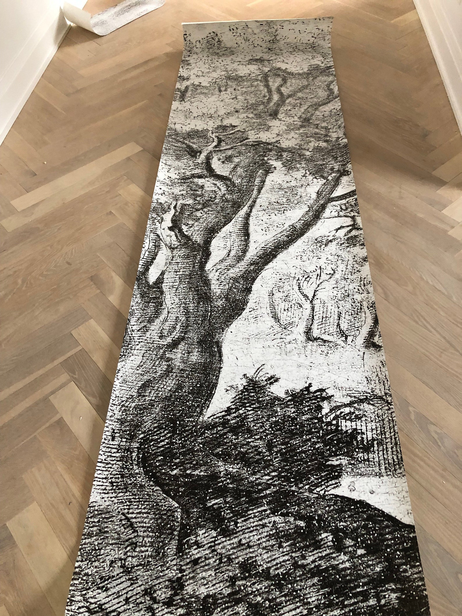 Nature scenic wallpaper Black and white wall mural 5 | Etsy