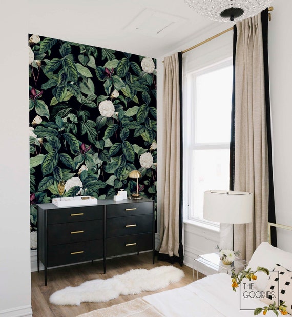 Moody Botanic Wallpaper Dark Wallpaper Leaves Plants and - Etsy Denmark Moody Botanic Wallpaper Dark Wallpaper Leaves Plants and - Etsy Denmark