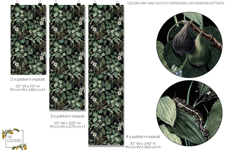 Dark Fig wallpaper, Black botanical wallpaper, Moth, lizard and plant wallpaper, Grunge, Vintage pattern, Insects 196 image 6