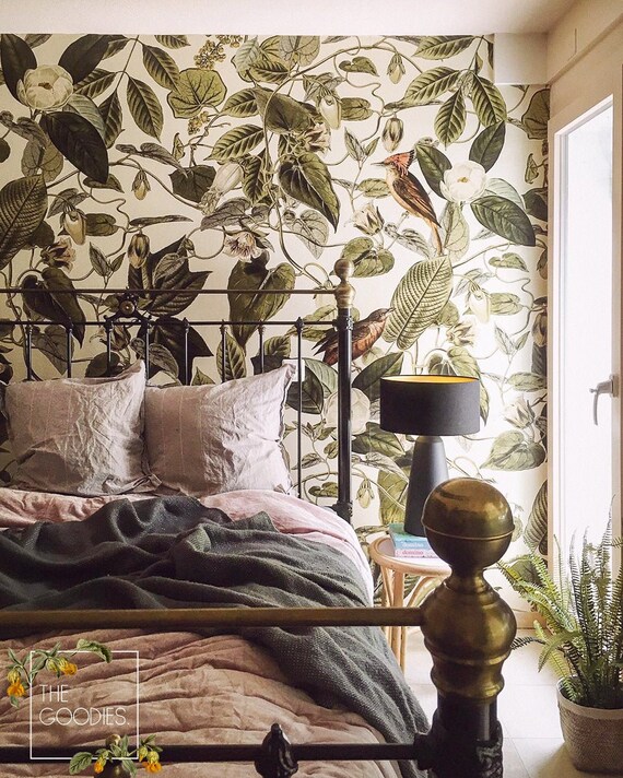 Buy Vintage Dark Botanical Wallpaper Peel  Stick Leaves Wall Online in  India  Etsy