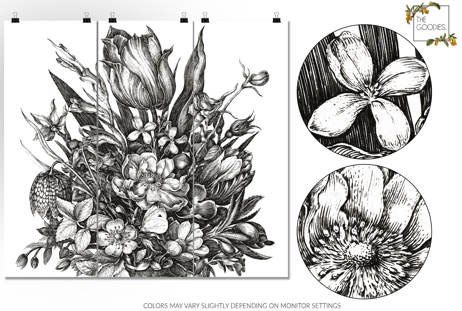 Papier peint floral noir et blanc papier peint amovible ou | Etsy France