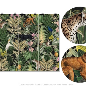 Dark jungle wallpaper, Wild animals wall mural, Wall mural, Leopard, Botanical, Remove wallpaper or traditional 83 image 10