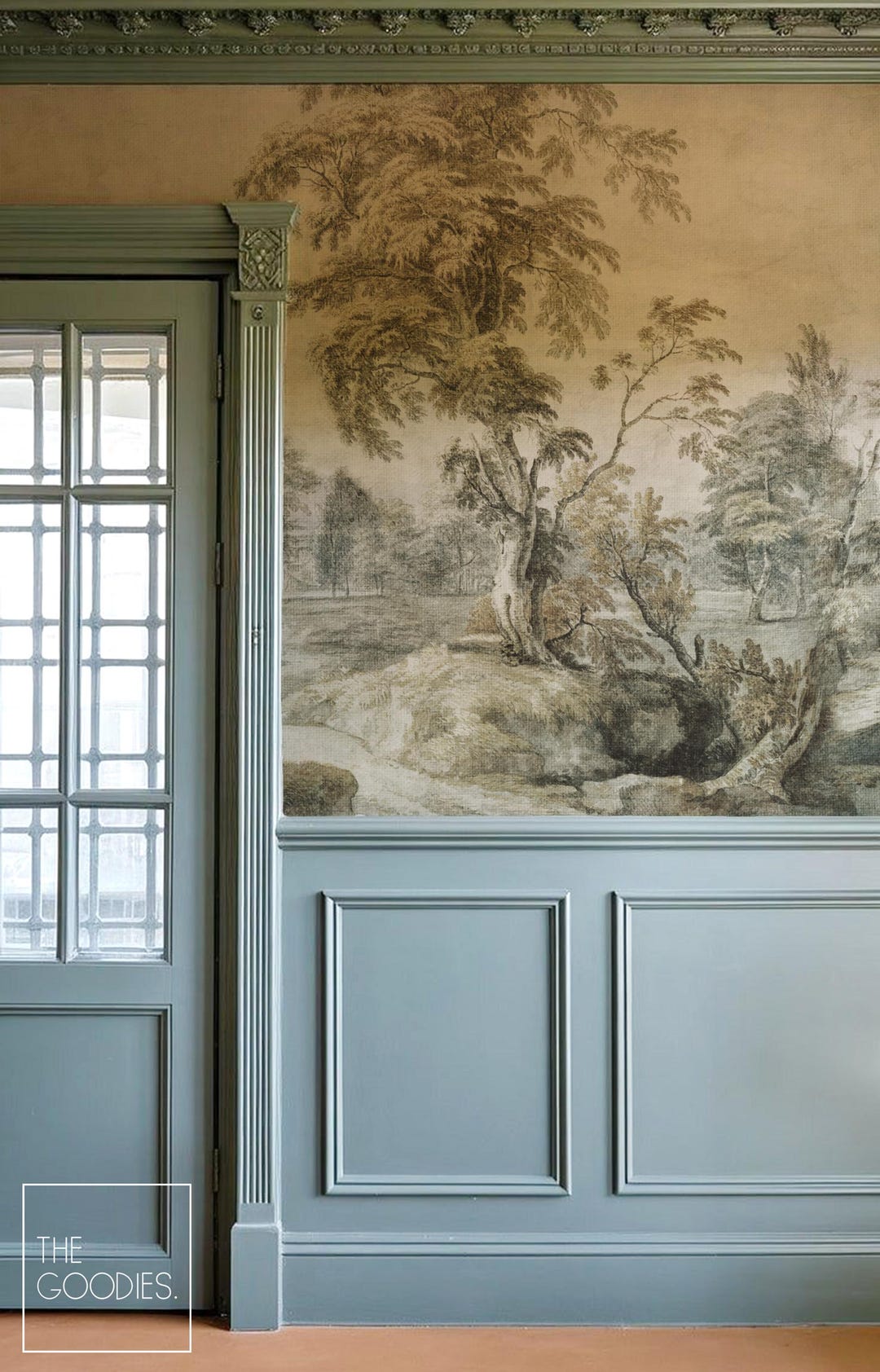 Cottagecore Wall Mural, Vintage Landscape, Peel and Stick Wallpaper ...