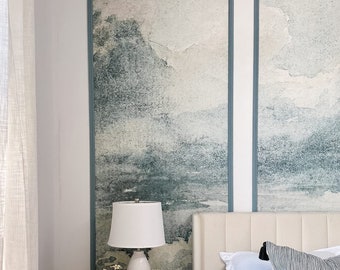 Cloudy sky wall mural, Clouds wallpaper, Retro print - STORMY SKY #39