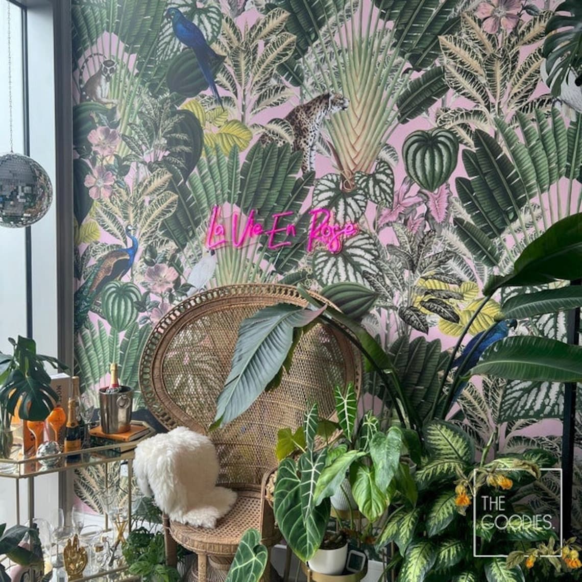 Pink Jungle Wallpaper Wild Animals Wall Mural Wall Mural Etsy UK