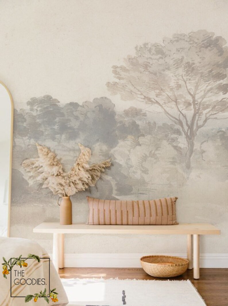 Fuzzy Countryside Wall Mural Removable or Regular Wallpaper Etsy