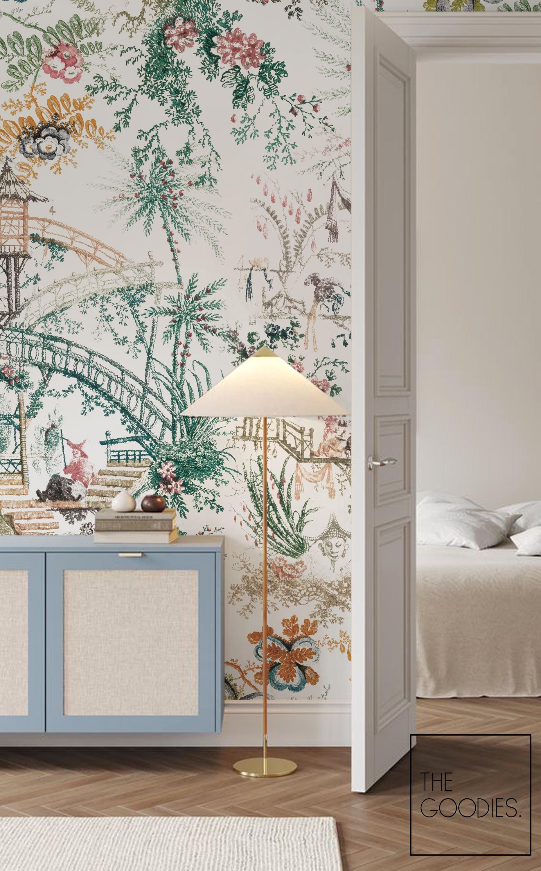 Decorazione Murale Floreale Nera - Grande Pannello Decorativo 360x228 Cm Per Pareti, Feste, Matrimoni E Eventi