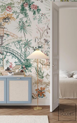 Decorazione Murale Floreale Nera - Grande Pannello Decorativo 360x228 Cm Per Pareti, Feste, Matrimoni E Eventi