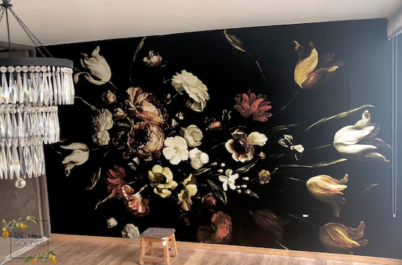 Hedendaags Nederlandse bloemen muurschildering grote bloemenbehang | Etsy ZF-45