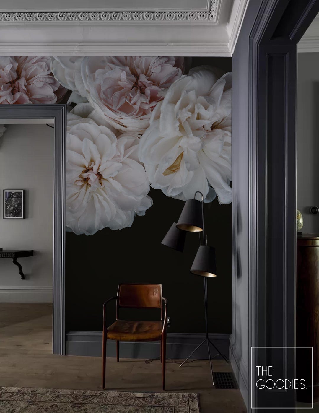 Oversized Peony Wallpaper Mural: Dark Floral Wall Art #93 - Etsy