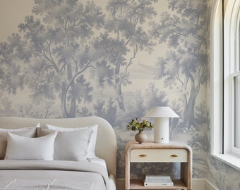 Papel pintado de paisaje grisalla: mural de pared de estilo antiguo #253