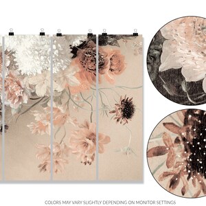 Beige Floral Wallpaper Removable Wallpaper or Regular Wall - Etsy