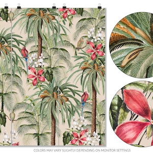 Carta da parati panama, carta da parati con uccelli e fiori, carta da parati con pappagalli, carta da parati tropicale, esotica, rimovibile, staccabile o con colla normale n. 186 immagine 5