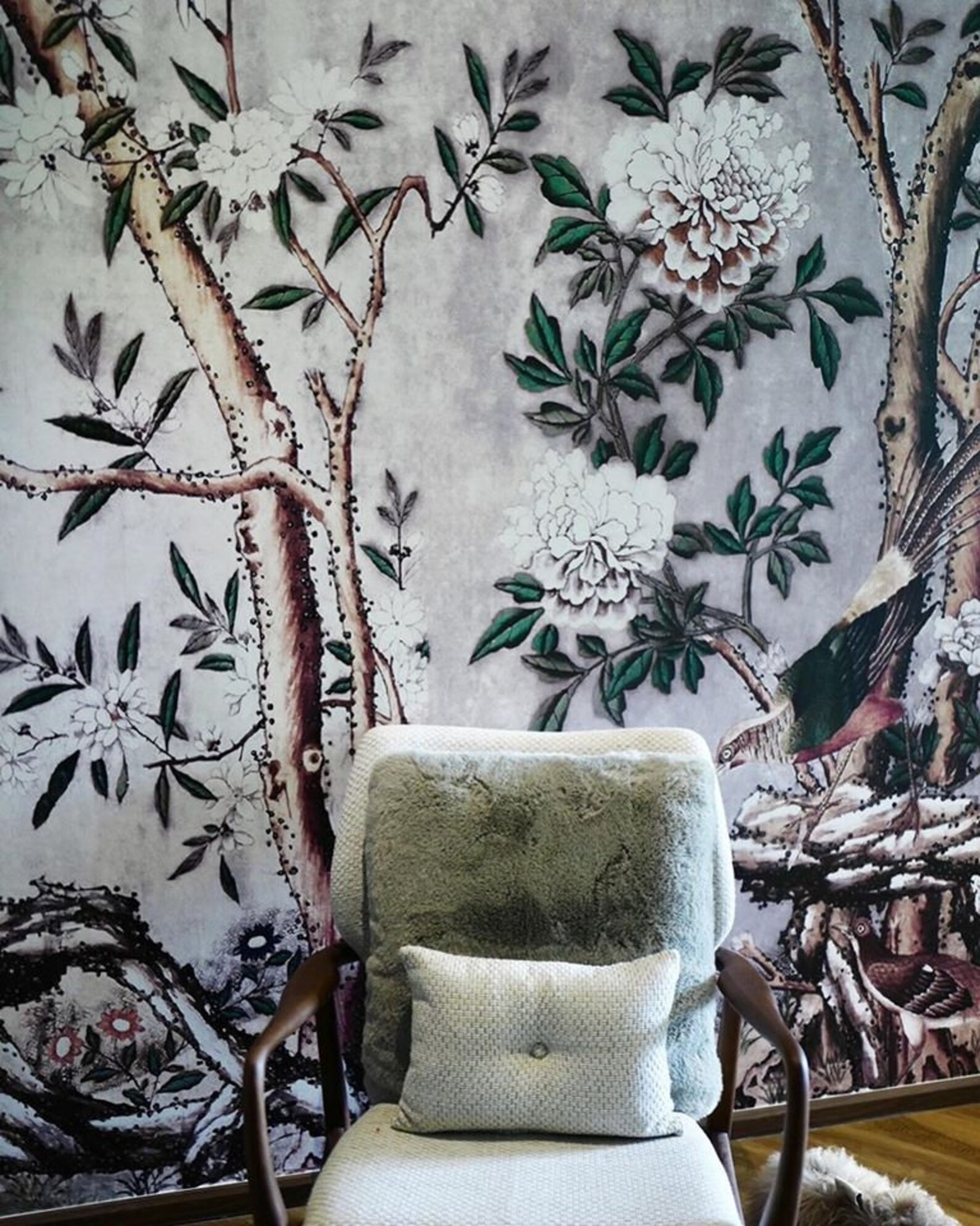 Gray Chinoiserie Wallpaper Chinese Wall Mural Chinoiserie Etsy Finland