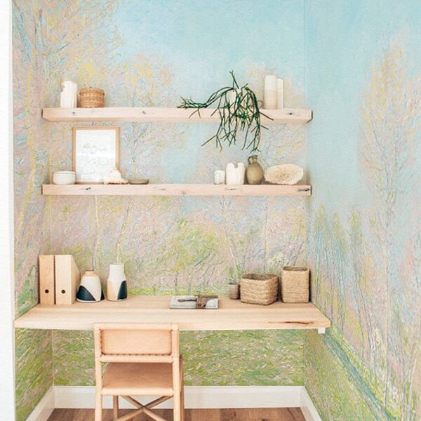 Pastel landscape painting wall mural, Colorful removable or regular wallpaper, Scene wallpaper, Wall decor, Wall art, Scenic painting #193